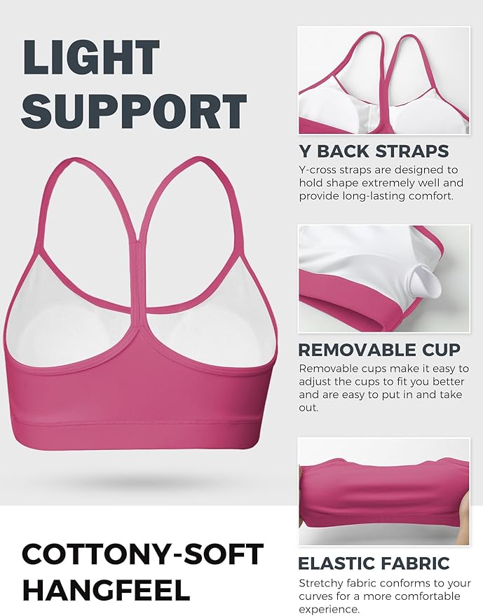 Buauty Sports Bra for Women, Y Back Light Support Workout Bra with Removable Pads for Yoga Pilates Gym