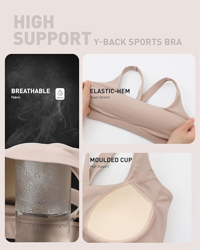 RUNNING GIRL Sports Bras for Women, Molded Cup High Impact Sports Bra Workout Bras for Women High Support Racerback