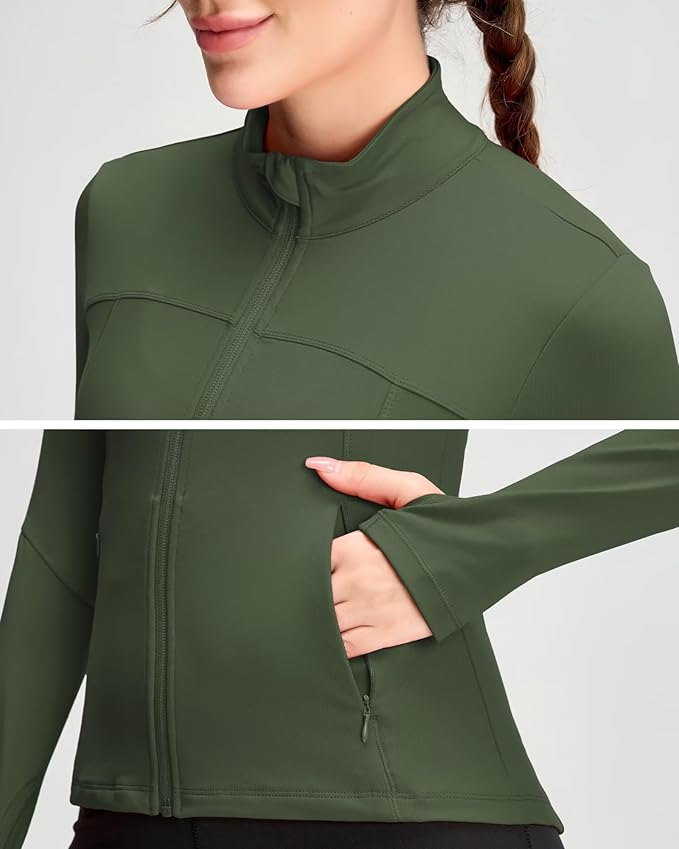 QUEENIEKE Womens Running Jackets Athletic Workout Scrub Jacket Track Full Zip Up Gym for Women Yoga Top