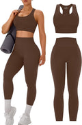 OLCHEE Womens Workout Sets 2 Piece - Acid Wash Seamless Yoga Outfits High Waist Leggings Padded Racerback Sports Bra Gym Set