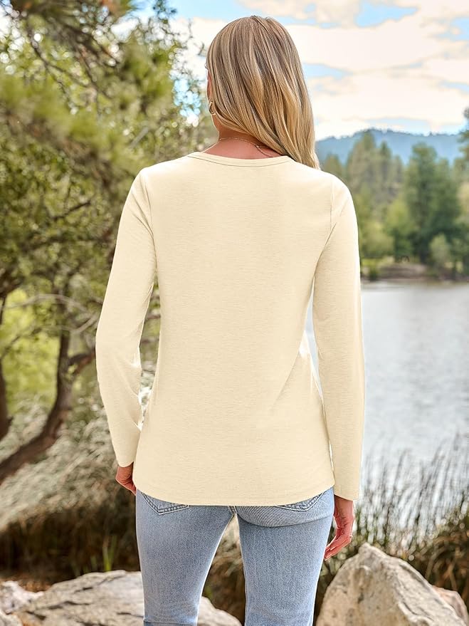 AUTOMET Women‘s Basic Long Sleeve Crewneck, Plus Size Winter & Spring Top, Casual Fall Tee for Teacher & Everyday Outfits