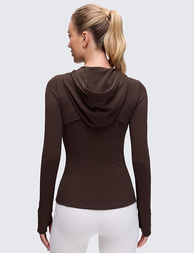 CRZ YOGA Butterluxe Hooded Athletic Jackets for Women - Full Zip Track Casual Tops with Thumb Holes Pockets