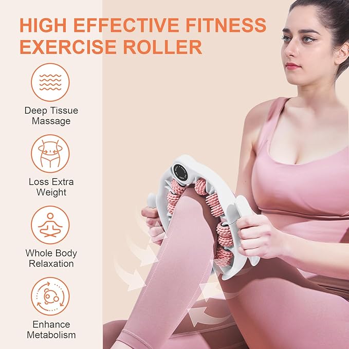 KESHWELL Massage Roller, Cellulite Massage Tool,Cellulite Remover for Legs,Foam Muscle Roller for Deep Relax,Manual Massage Stick with Detachable Rollers for Leg,Neck,Back, Arm,Thigh.Pink