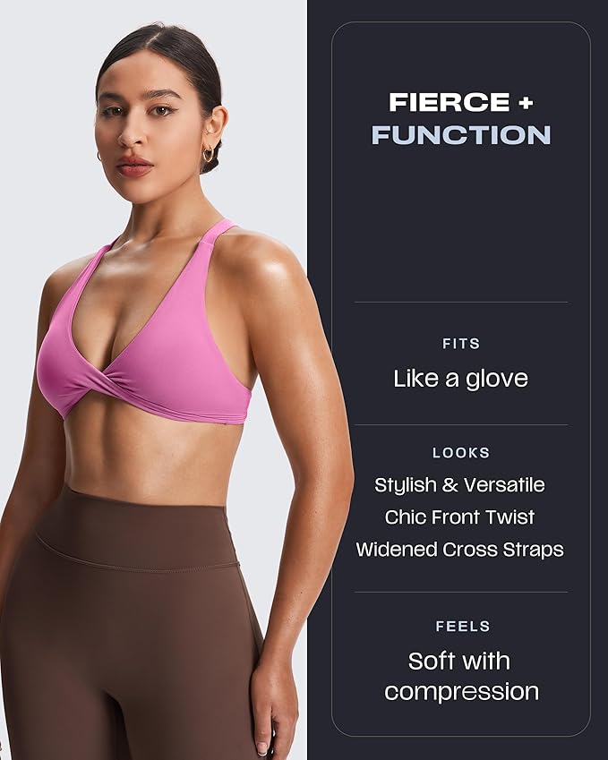 Aoxjox Women's Workout Sports Bras Fitness Satara Low Impact Bra Yoga Crop Tank