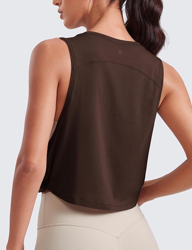 CRZ YOGA Pima Cotton Large Armhole Tank Tops for Women - Workout Sport Athletic Yoga Running Gym Loose Crop Sleeveless Shirts