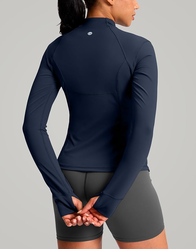 G Gradual Women's Workout Jackets Extended Waist Length Slim Full Zip 4 Pockets Athletic Jacket Spring Running Yoga Clothes