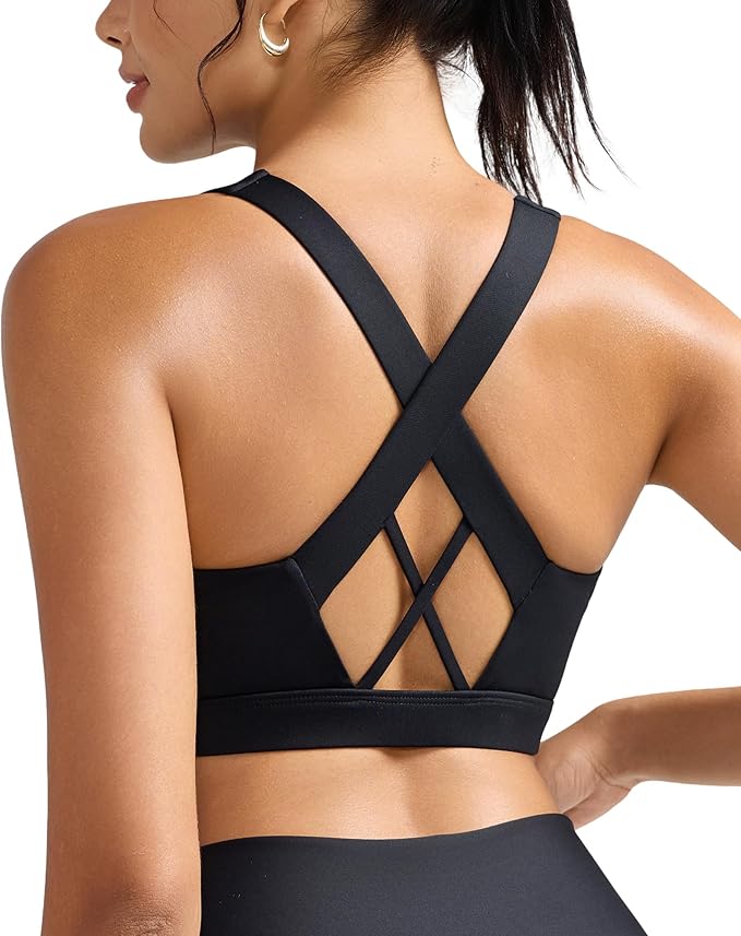 RUNNING GIRL Sports Bra for Women, Molded Cup High Impact Sports Bras for Women with Sewn in Pads