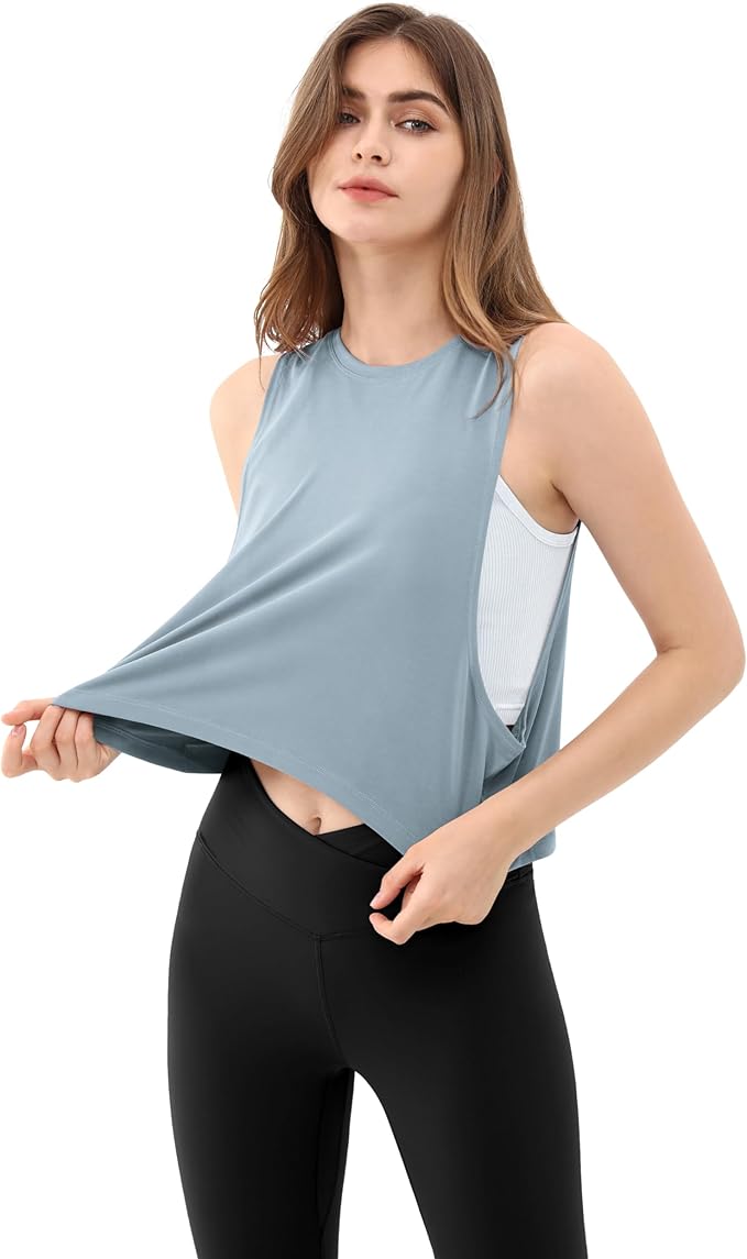 ODODOS 3-Pack Loose Tank Tops for Women Sleeveless Gym Athletic Workout Tops Yoga Shirts