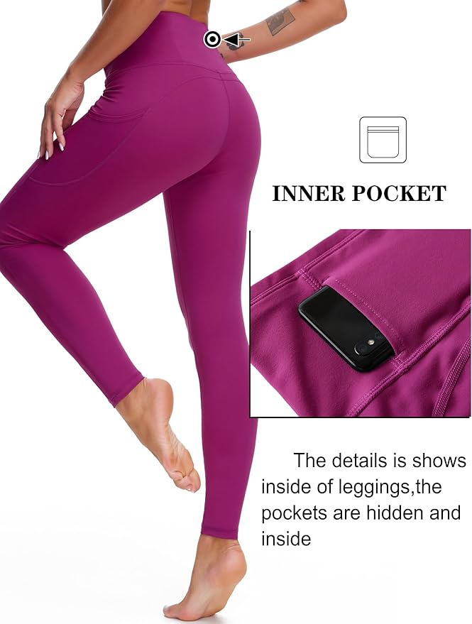 Dragon Fit High Waist Yoga Leggings with 3 Pockets,Tummy Control Workout Running 4 Way Stretch Yoga Pants