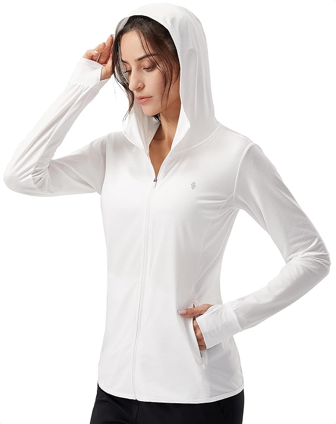 Soothfeel Women's UPF 50+ Sun Protection Hoodie Jacket Lightweight Long Sleeve Sun Shirt for Women with Pocket Hiking Outdoor