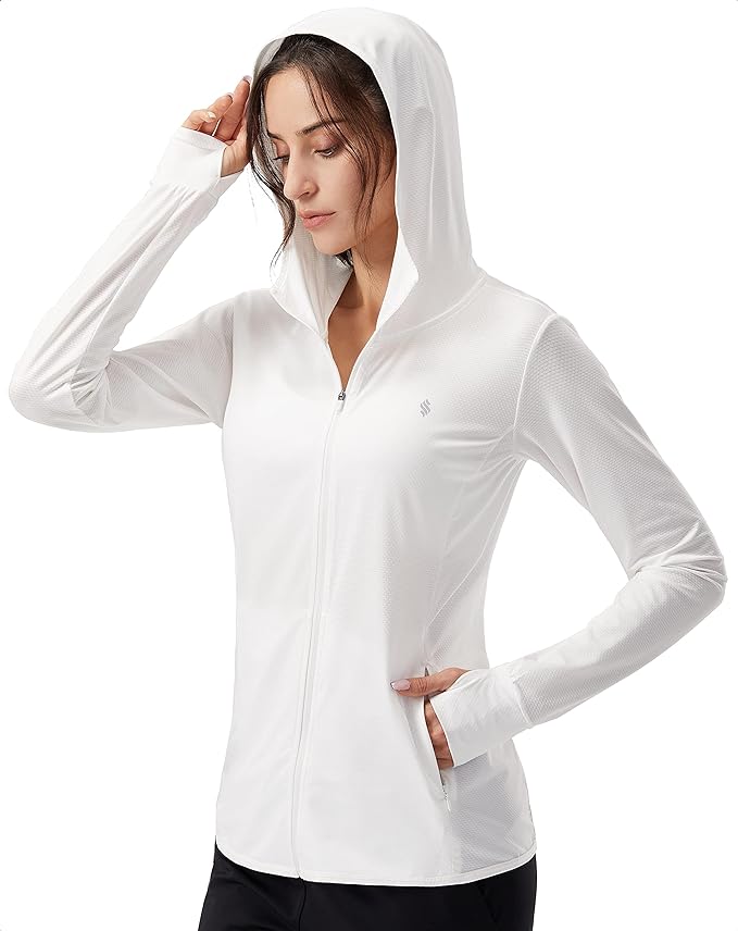 Soothfeel Women's UPF 50+ Sun Protection Hoodie Jacket Lightweight Long Sleeve Sun Shirt for Women with Pocket Hiking Outdoor