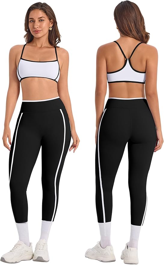 ABOCIW Womens Color Block Workout Sets Racerback Tank Top High Waist Leggings Gym Set Yoga Pilates Outfits