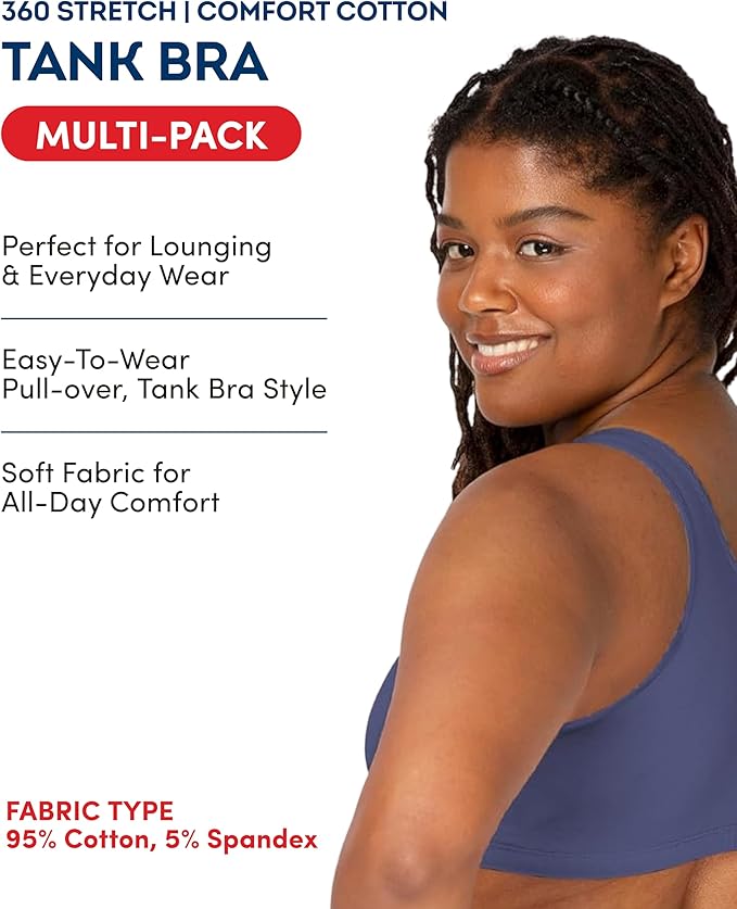 Fruit of the Loom Women's Built Up Tank Style Sports Bra Value Pack