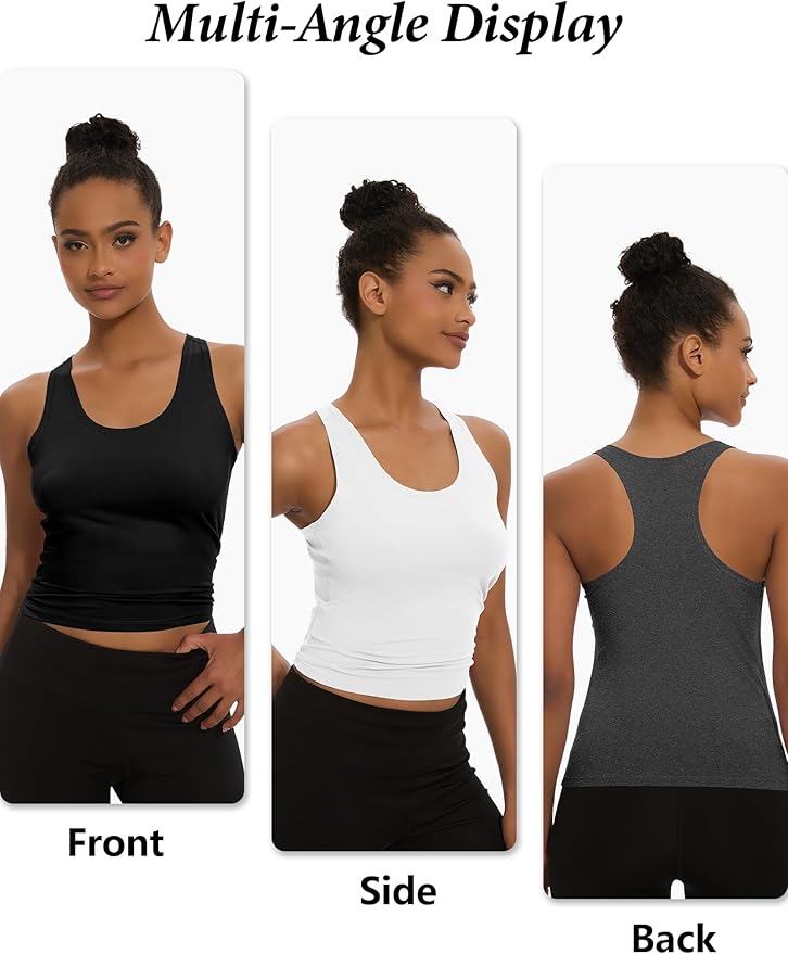 Dalavch 5 Pack Women's Workout Racerback Tank Tops Crop Spandex Yoga Athletic Running Gym Sports Tops for Women
