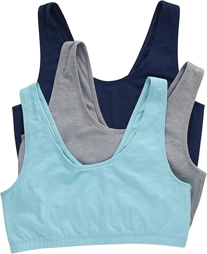Hanes Women's Pack, Cotton Scoopneck Bralette, Low-Impact Sports Bra, 3-Pack