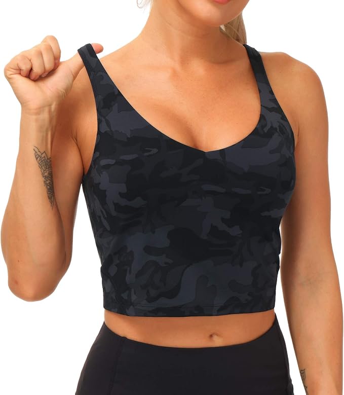 THE GYM PEOPLE Womens' Sports Bra Longline Wirefree Padded with Medium Support