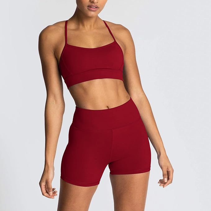 IMEKIS Women's Workout Sets 2 Piece Yoga Outfit High Waisted Biker Shorts Leggings Sports Bra Gym Fitness Clothes Tracksuit