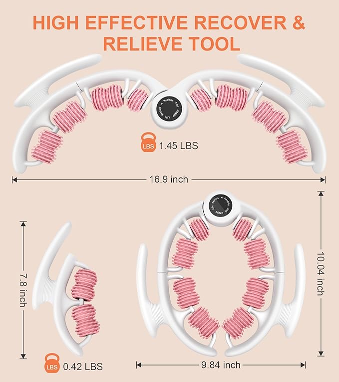 KESHWELL Massage Roller, Cellulite Massage Tool,Cellulite Remover for Legs,Foam Muscle Roller for Deep Relax,Manual Massage Stick with Detachable Rollers for Leg,Neck,Back, Arm,Thigh.Pink