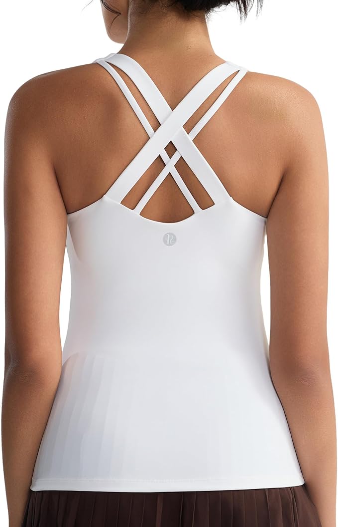 RUNNING GIRL Tank top with Built in Bra for Women,Compression Shirts Crisscross Back Workout Yoga Tops