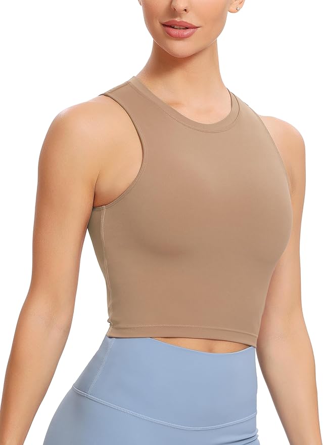 Natural Feelings Nudi Sports Bras for Women Removable Padded Yoga Tank Tops Sleeveless Fitness Workout Crop Tops