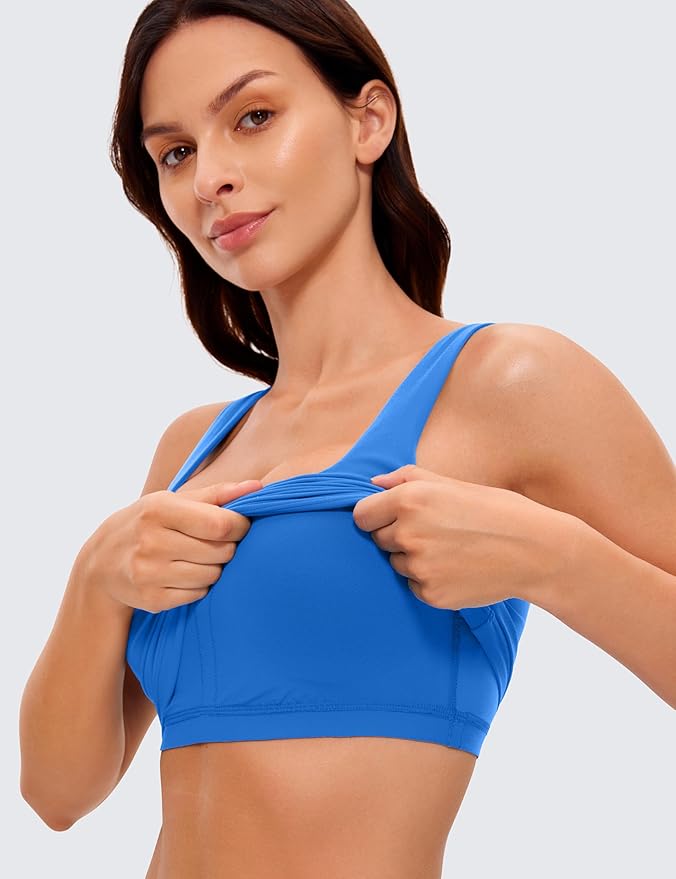 CRZ YOGA Butterluxe Square Neck Crop Tank Tops for Women - Workout Longline Sports Bras Padded Yoga Camisole