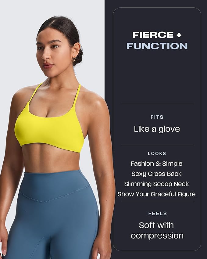 Aoxjox Women's Workout Sports Bras Fitness Trinity Ivy Low Impact Bra Yoga Crop Tank