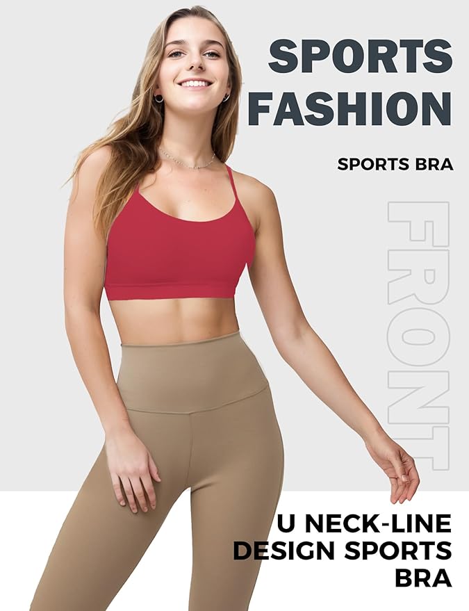 Buauty Sports Bra for Women, Y Back Light Support Workout Bra with Removable Pads for Yoga Pilates Gym