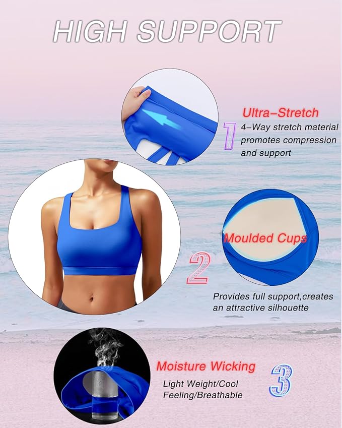 RUNNING GIRL Sports Bras for Women, Molded Cup High Impact Sports Bra Workout Bras for Women High Support Racerback