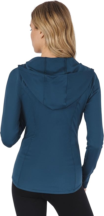 Yogalicious Full-Zip Lightweight Hooded Running Workout Yoga Lux Jacket with Pockets
