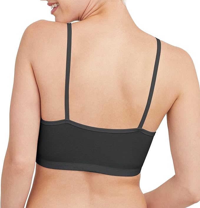 Hanes Women's String Bralette Pack, 3-Pack, Cotton Sports Bralette Bras for Women, Solid or Assorted Wireless Bras