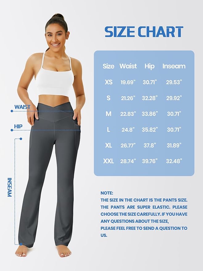 FOHOFO Yoga Pants Women, Flare Leggings for Women with Pockets Crossover High Waisted Bootcut Yoga Pants