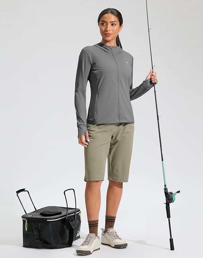 Soothfeel Women's UPF 50+ Sun Protection Hoodie Jacket Lightweight Long Sleeve Sun Shirt for Women with Pocket Hiking Outdoor