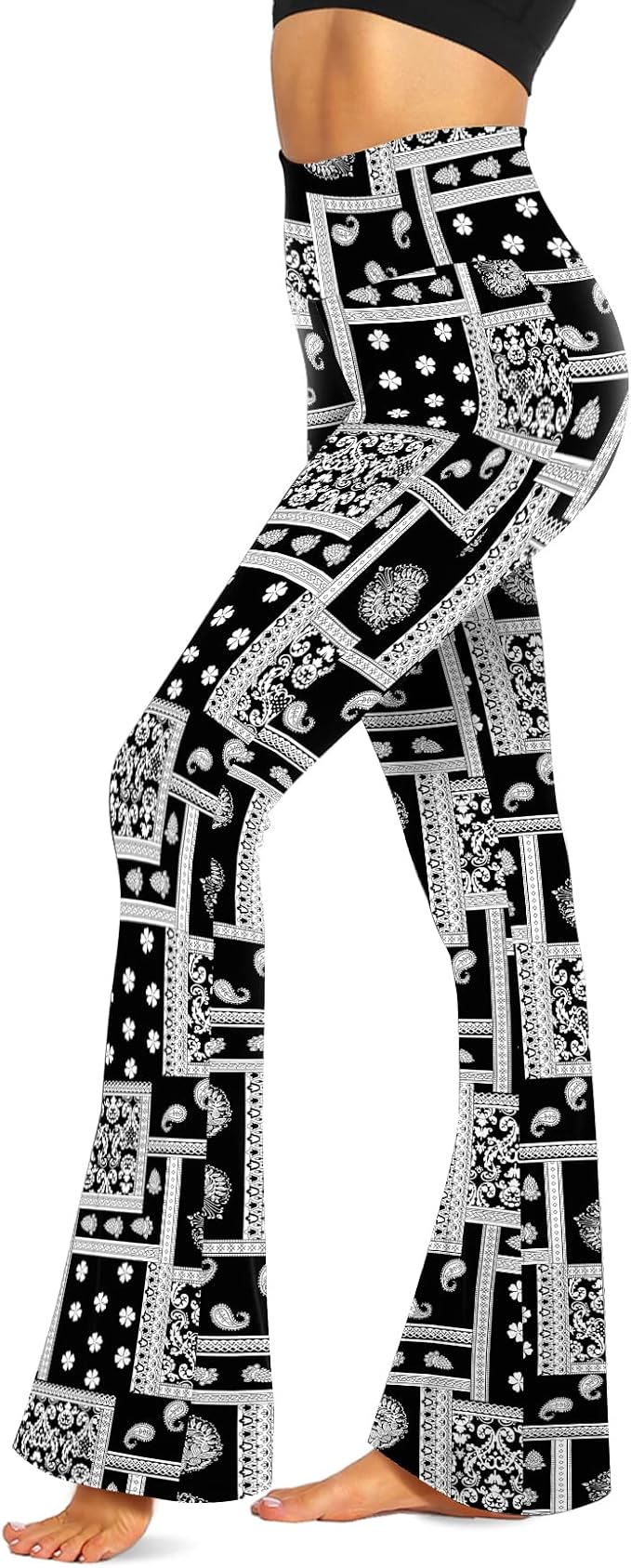 TNNZEET Black Flare Leggings for Women, Crossover Yoga Pants with Pockets Bootcut Flared Leggings