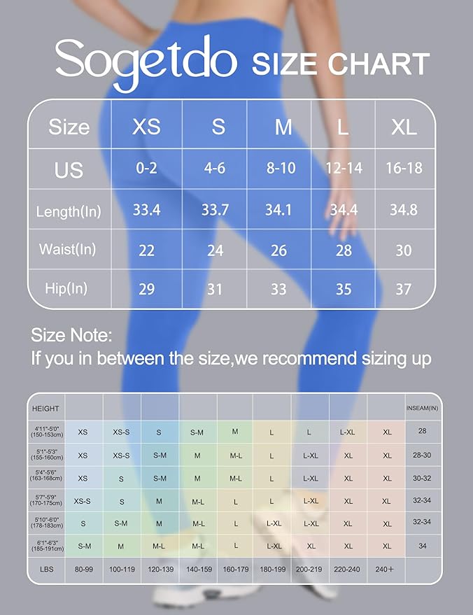 Sogetdo Yoga Leggings for Women Hidden Scrunch Butt Non See Through High Waisted No Front Seam Athletic Gym Workout Pants