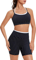 OMKAGI Workout Sets for Women Cute Doubel Layer Open Back Sports Bras Gym Shorts Outfits