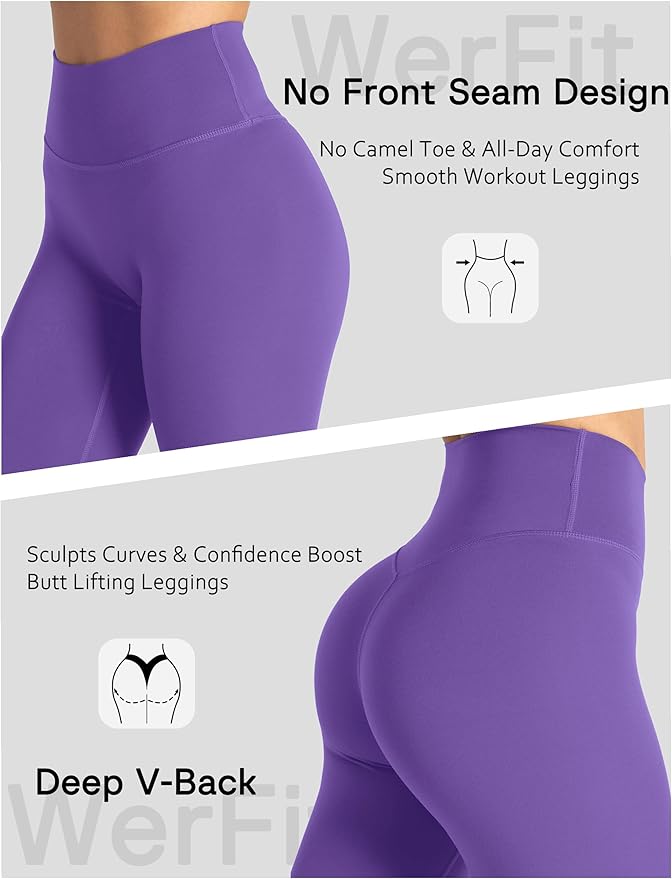 Unthewe Naked-Feel No Front Seam Leggings for Women - High Waisted Buttery Soft Workout Yoga Pants 25"