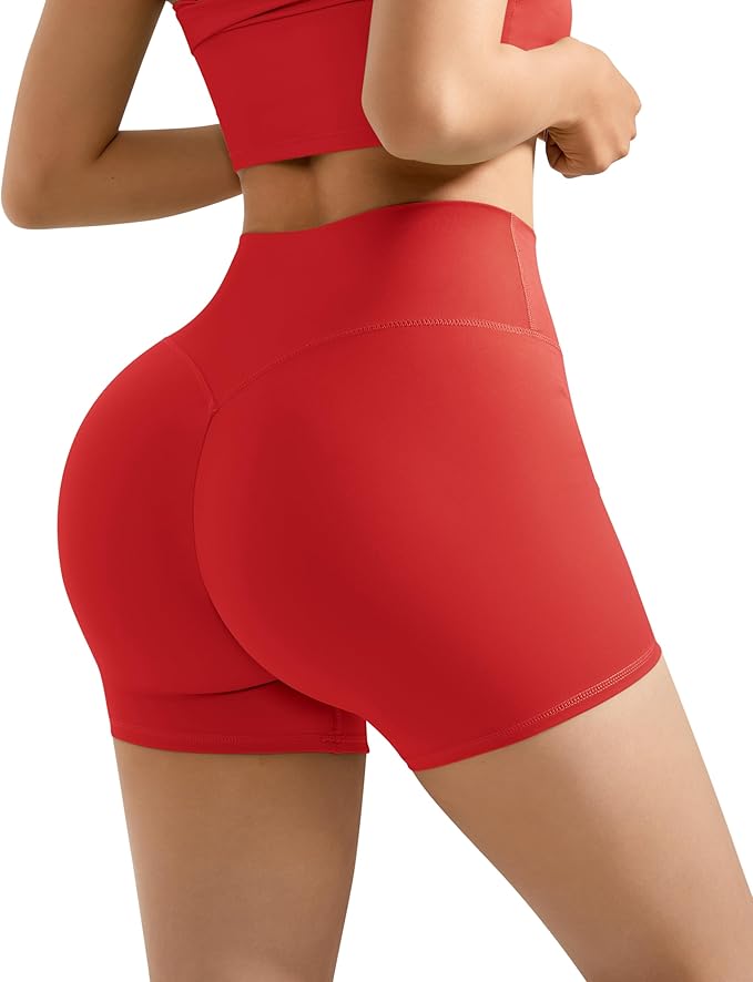 SUUKSESS Women 2 Piece Workout Sets High Waisted Tummy Control Biker Shorts Halter Padded Tank Tops