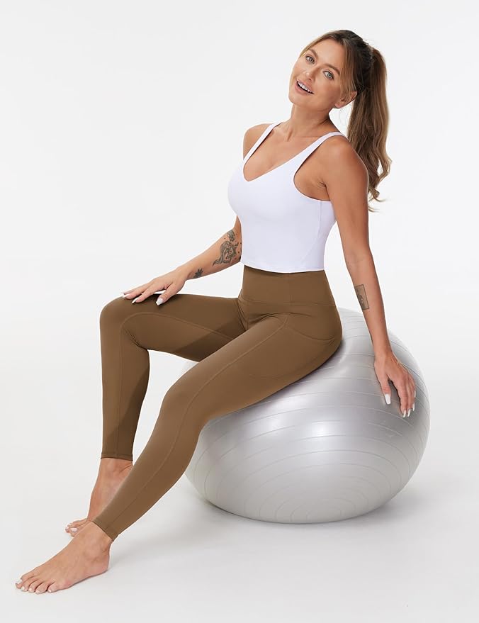 THE GYM PEOPLE Thick High Waist Yoga Pants with Pockets, Tummy Control Workout Running Yoga Leggings for Women