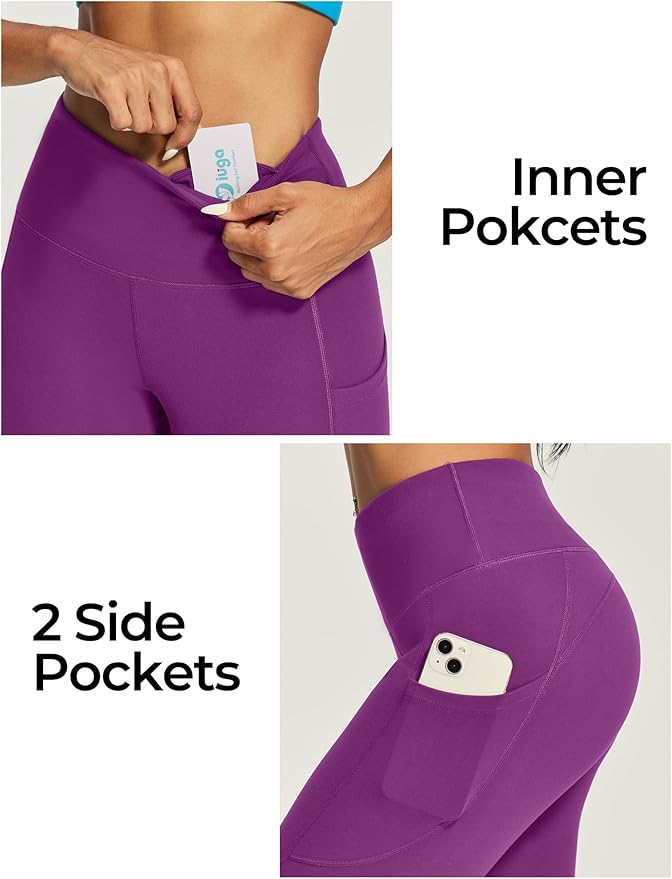 IUGA High Waisted Yoga Pants for Women with Pockets Capri Leggings for Women Workout Leggings for Women Yoga Capris