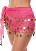 Belly Dance Hip Scarf Belly Dance Skirt 3-Layer Gold Sequins and Coins, Suitable for Yoga, Belly Dance, Performance