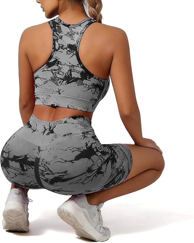 IwIeIaIrI Workout Sets for Women 2 Piece Seamless High Waist Shorts Yoga Outfits Sports Bra Gym Shorts