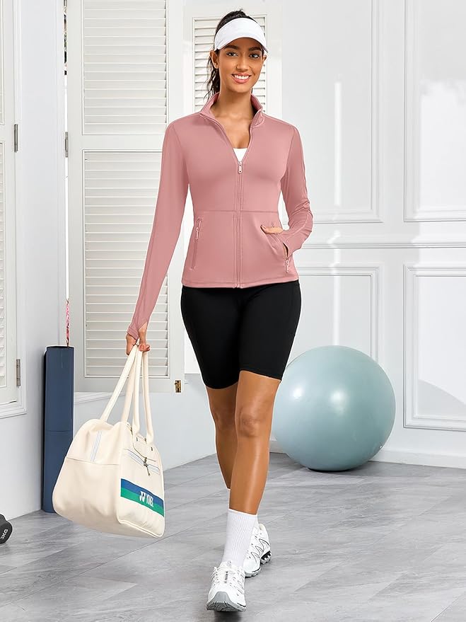 VUTRU Women's Workout Yoga Jacket Full Zip Running Athletic Track Jacket