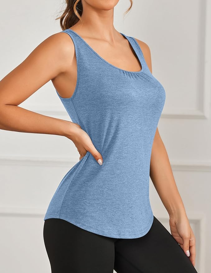 PINSPARK Workout Tops for Women Racerback Tank Tops Sleeveless Athletic Running Shirts Lightweight Yoga Gym Tank,2 Pack S-3XL