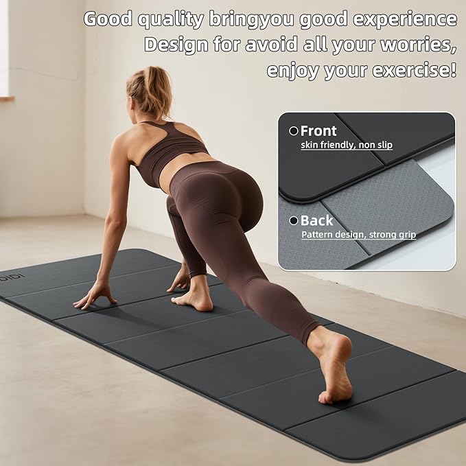 Foldable Yoga Mat Extra Thick 0.32 Inches-SGS Certified POE Material Exercise Mat, Non-Slip Design Fitness Mats, Multi-Purpose Workout Mats For Studio or Home Use