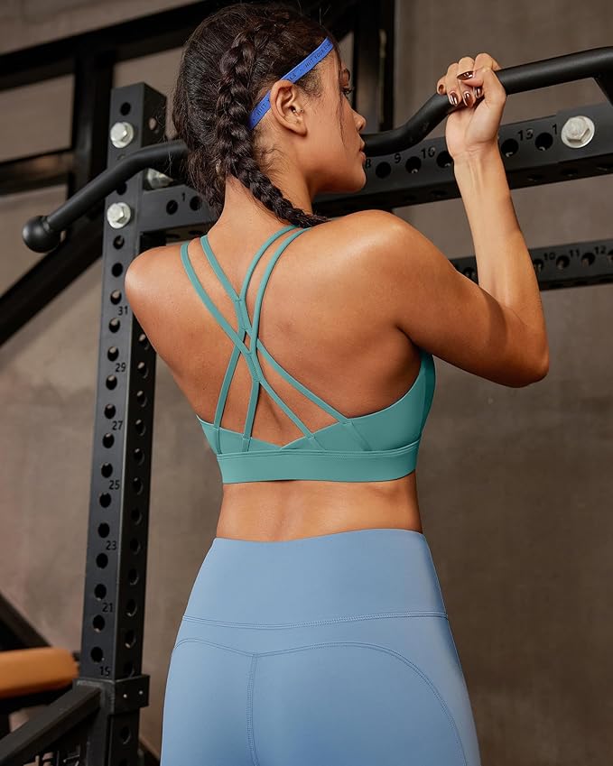RUNNING GIRL Sports Bras for Women,Strappy Crisscross Back Padded Low Impact Running Sports Bra with Removable Cups