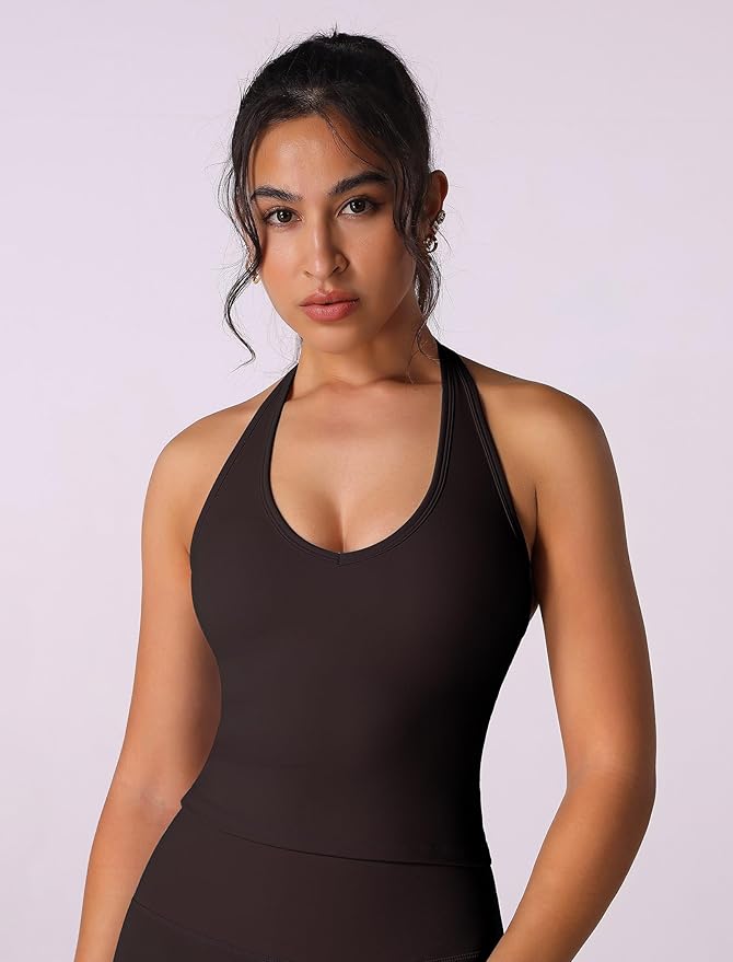 ABOCIW Womens Cross Back Workout Crop Tank with Built in Bra V Neck Longline Sports Bra Gym Shirt Yoga Pilates Top