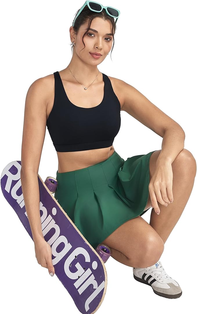 RUNNING GIRL Sports Bras for Women,Padded Strappy Sports Bras Criss-Cross Back Medium Support Sports Bras with Removable Cups