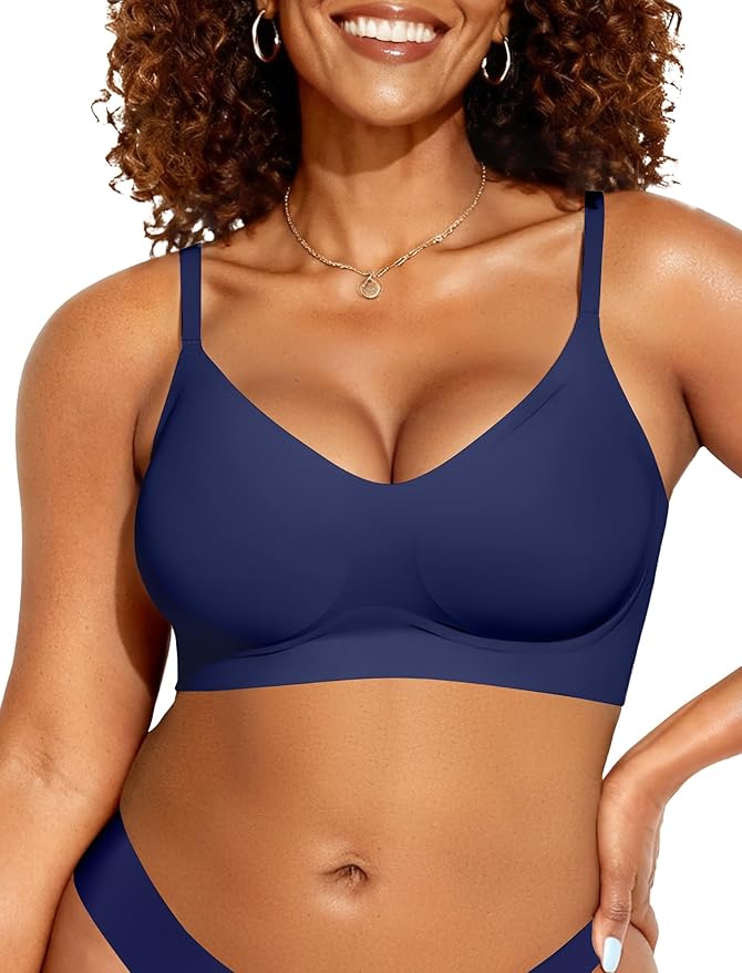 OEAK Womens Wireless Jelly Bras Comfortable Push Up Bra No Underwire Gel Bra Full Support Lift Everyday Seamless Tshirt Bras