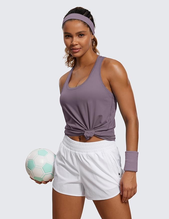 CRZ YOGA Pima Cotton Racerback Tank Tops for Women - Workout Athletic Casual Soft Scoop Neck Sleeveless Shirts