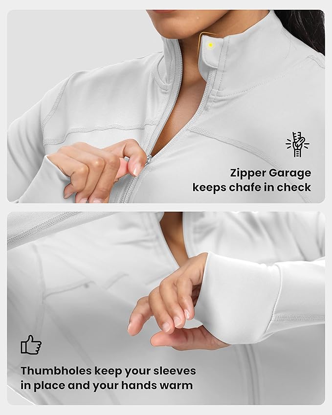 GYM RAINBOW Womens Zip Up Workout Jakcets Lightweight Slim Fit Running Athletic Jackets with Thumb Holes